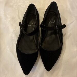 Mary Jane Black Velvet Lands End Shoes Fair Condition